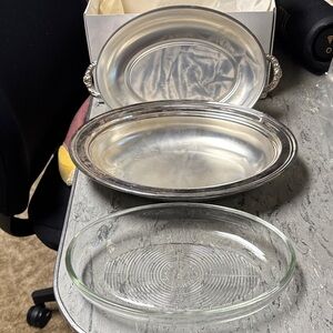 Elegant Silver and Glass Serving Platter Set